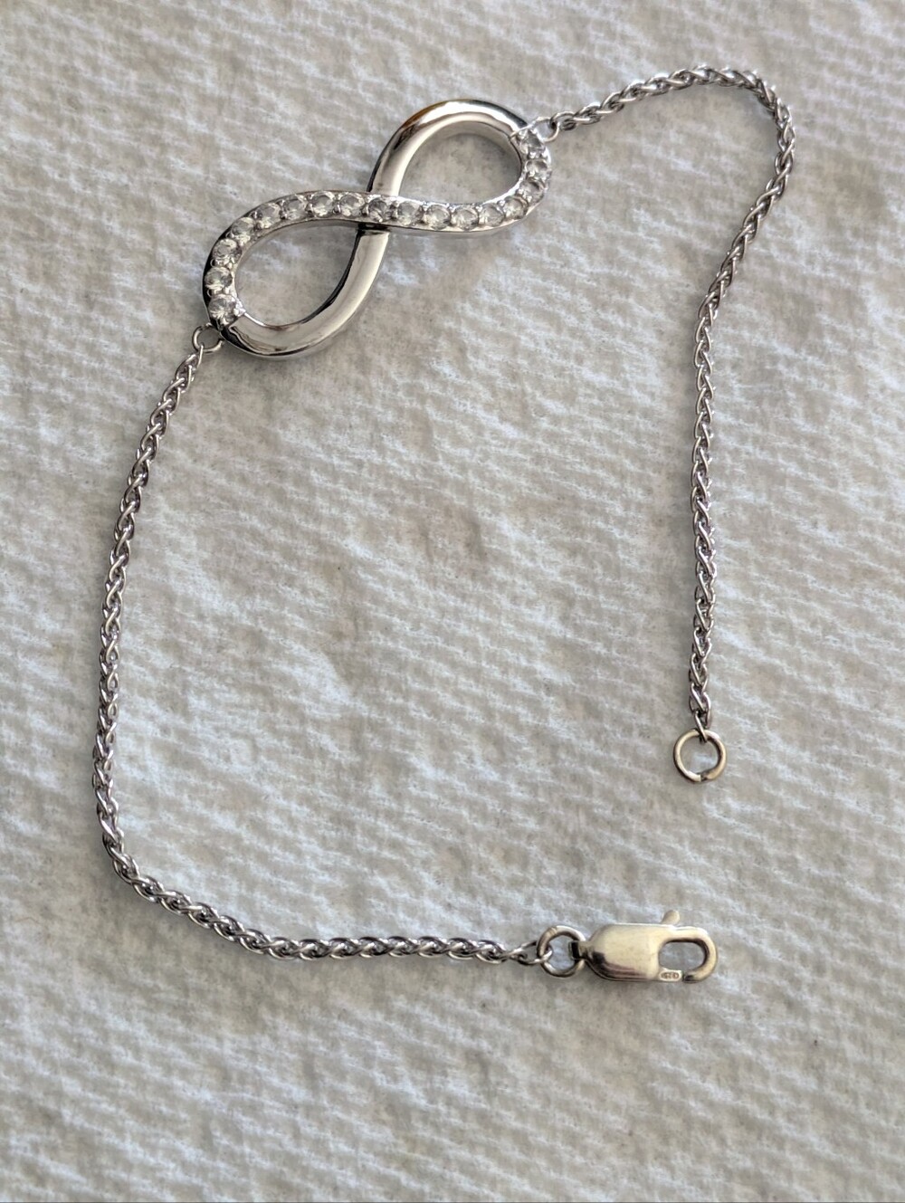 ❤️ EUC 925 Sterling Silver CZ Infinity Bracelet 7.5